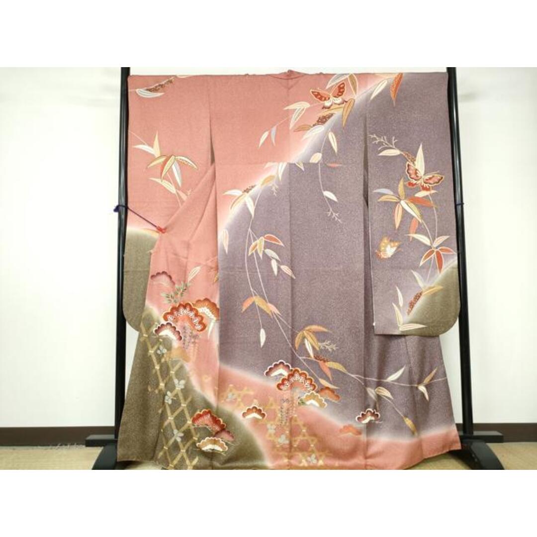 平和屋着物□豪華振袖 駒刺繍 笹竹文 暈し染め 金彩 正絹 逸品