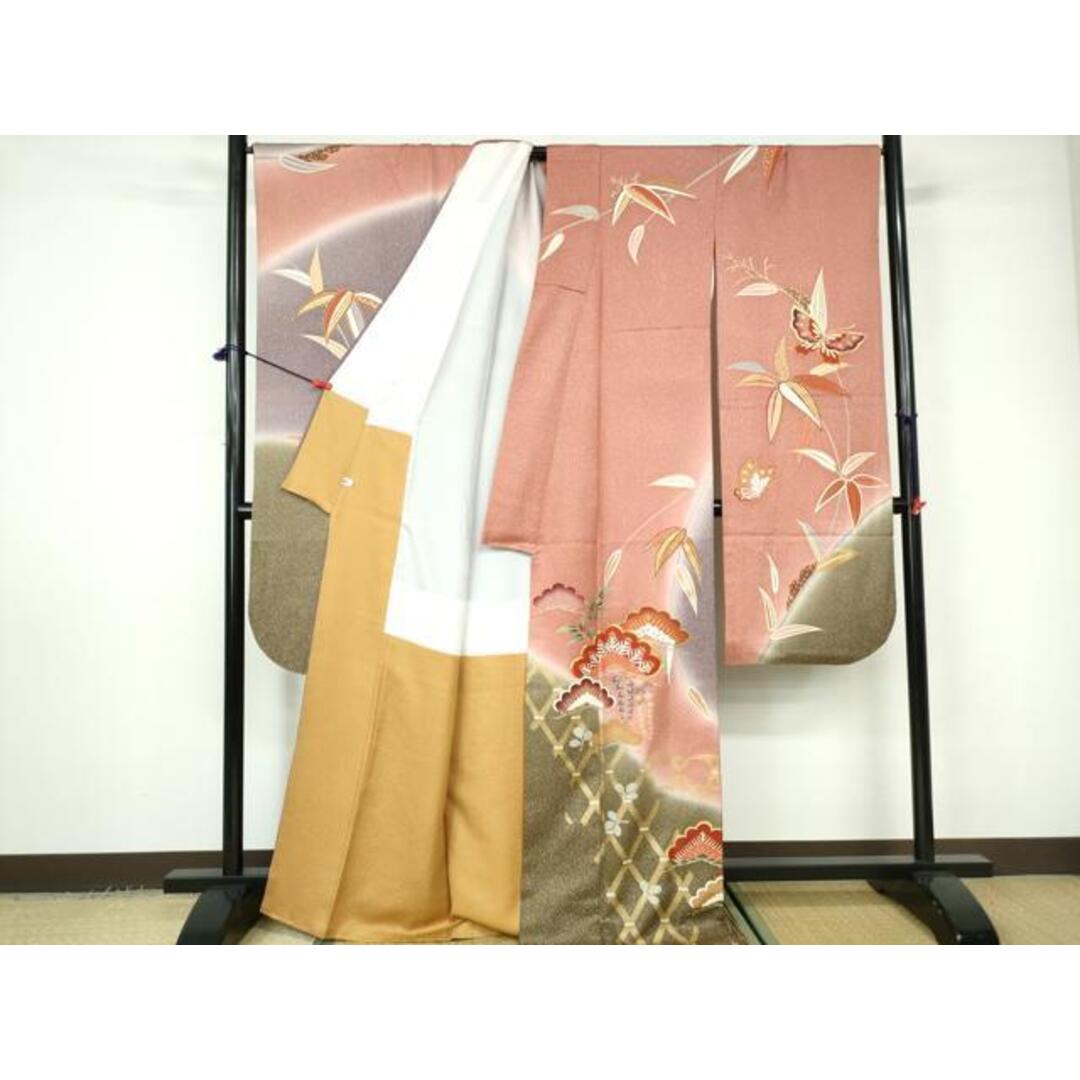 平和屋着物□豪華振袖 駒刺繍 笹竹文 暈し染め 金彩 正絹 逸品