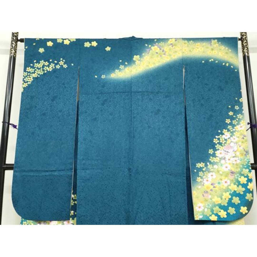 平和屋着物○豪華振袖 駒刺繍 手毬草花文 暈し染め 金彩 正絹 逸品