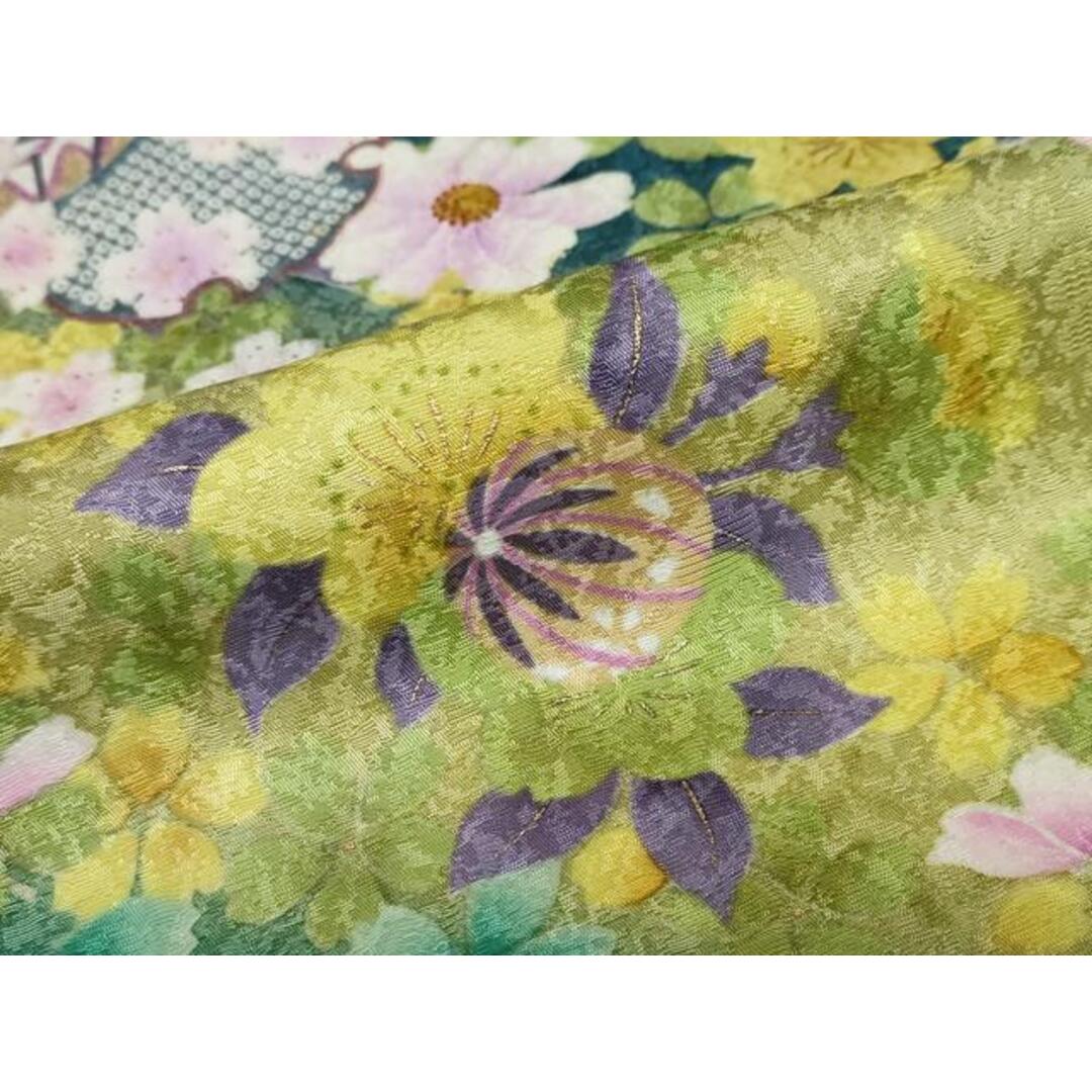 平和屋着物○豪華振袖 駒刺繍 手毬草花文 暈し染め 金彩 正絹 逸品