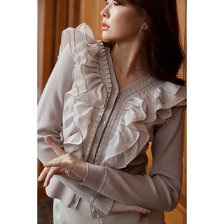 Her lip to - Herlipto☆Ruffle Pleated Knit Cardigan 新品の通販 by
