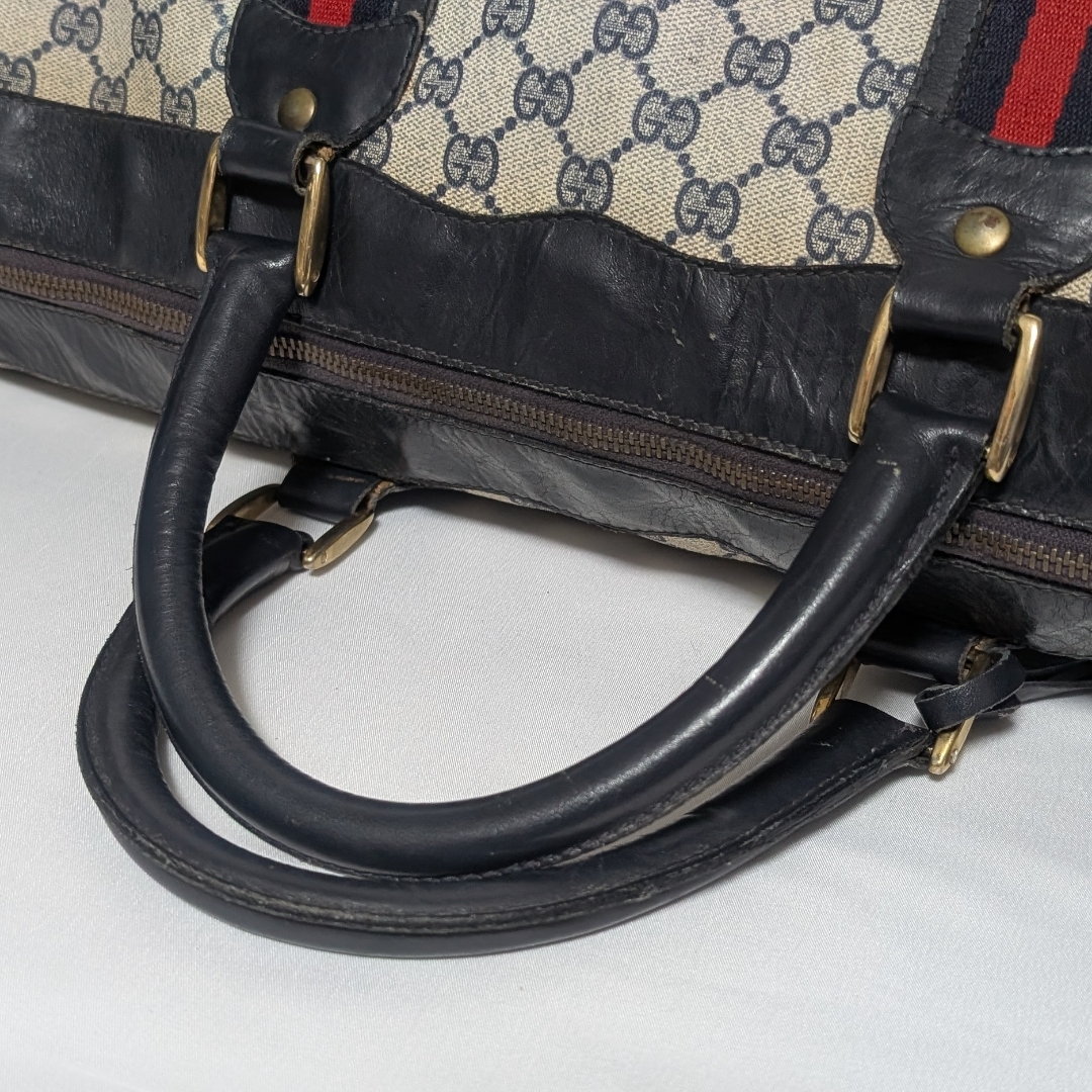 GUCCI - グッチ GGスプリーム シェリーライン ネイビー ボストンバッグ