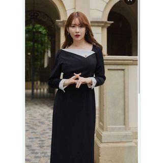 パラスパレス vm ヴーム ワンピース 七分袖 ロング 0 XS 紺 グレーの