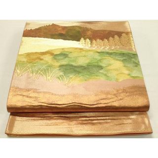 平和屋着物◎六通柄袋帯 風景樹林文 金銀糸 正絹 逸品 DABC9615qpの