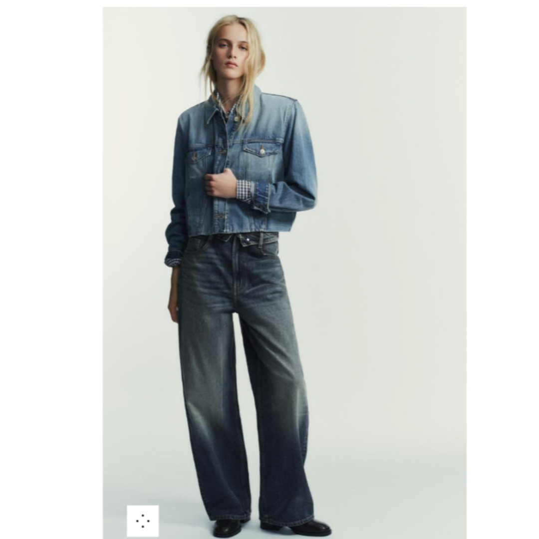 ZARA - 完売品 ZARA TRF ミッドライズ折り返しウエストデニムパンツ 34