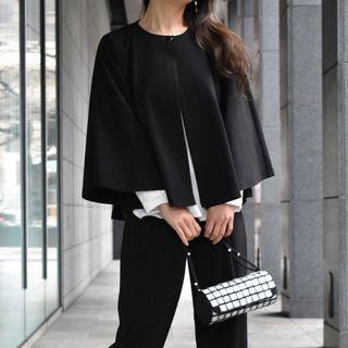 silent 衣装 川口春奈さん着用 紬 CITEN ポンチョ コート ブルーの通販