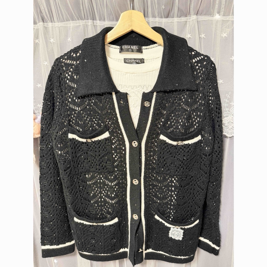 CHANEL - シャネル 透かし編みニット トップス ココマーク レディース