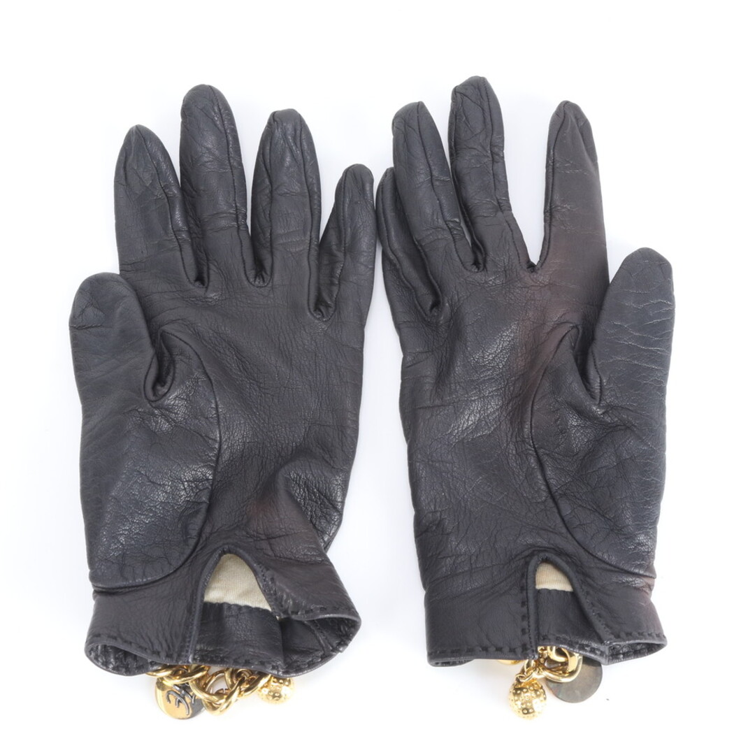 HERMES - エルメス チャーム付 ラムスキン レザー グローブ 手袋