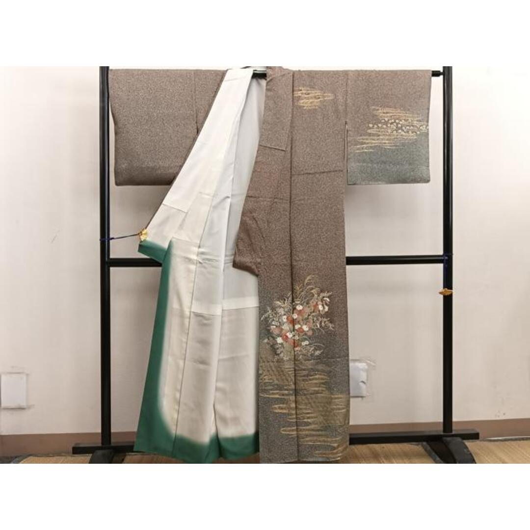 平和屋着物□訪問着 菊花文 たたき染め 金彩 正絹 逸品 BAAW6594mzの