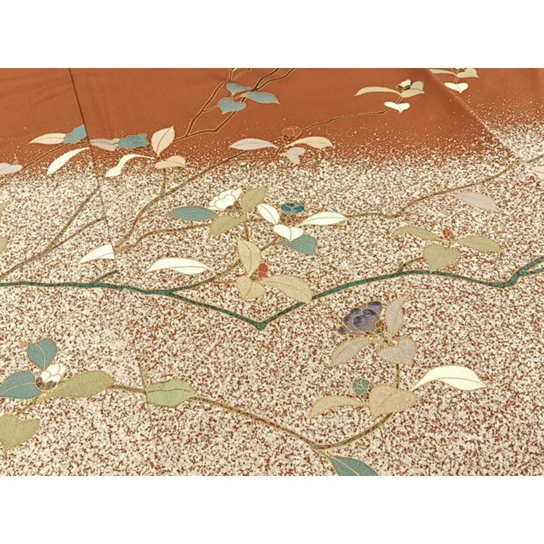 平和屋着物□訪問着 刺繍 枝花文 たたき染め 金彩 正絹 逸品