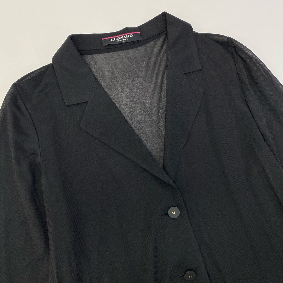 LEONARD - 60c6 LEONARD レオナール カンカン素材 薄手カーディガン