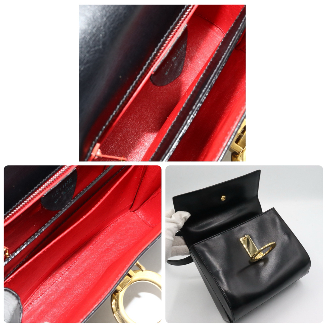 CELINE - 美品 セリーヌ レザー サークルロゴ ショルダーバッグ