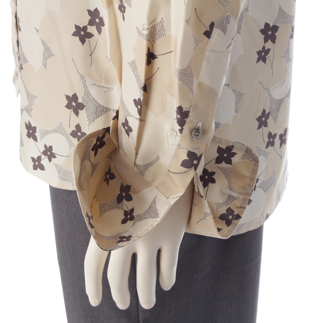 GUCCI - グッチ シルク 花柄 フラワー 長袖 ブラウス シャツ ベージュ