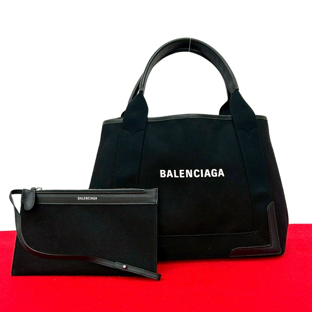 BALENCIAGA - 極 美品 BALENCIAGA バレンシアガ ネイビー カバス ロゴ