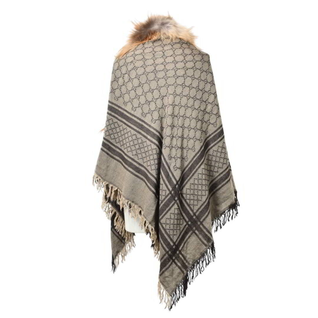 GUCCI - GUCCI フォックスファー シルク混 GG柄 ストール マフラーの
