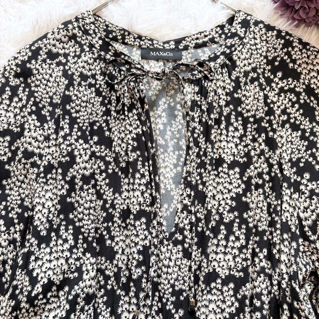 希少◇マックスマーラ MAX&Co. 花柄ワンピース 48 大きいサイズ リボン