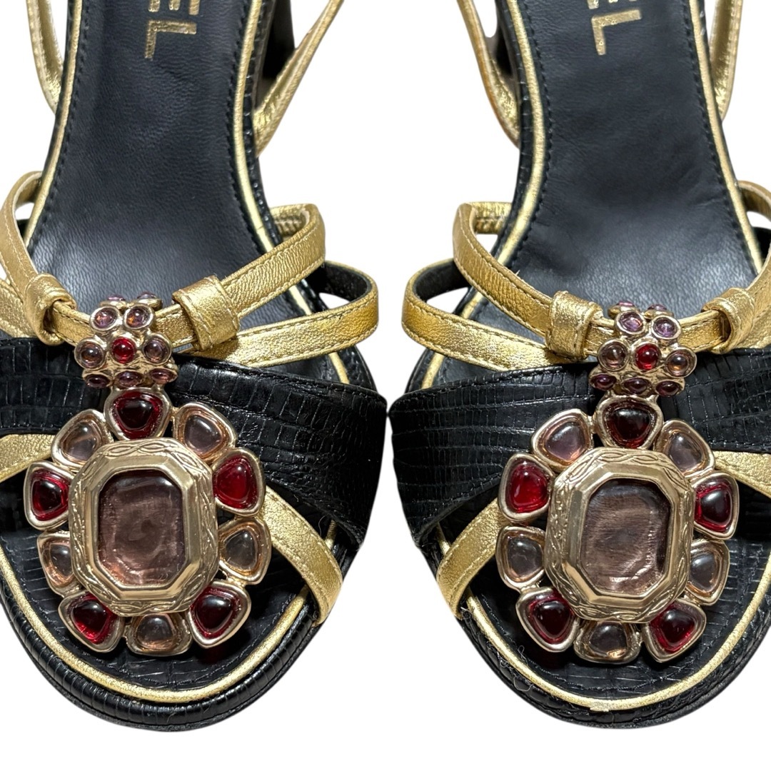 CHANEL シャネル グリポア ヒールサンダル 34