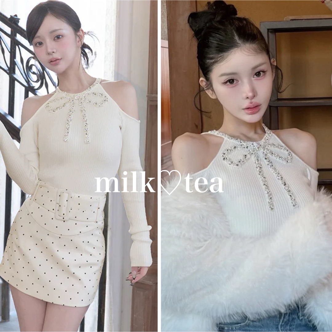 Darich - 新品タグ付き ダーリッチ リボンビジューアメスリニット