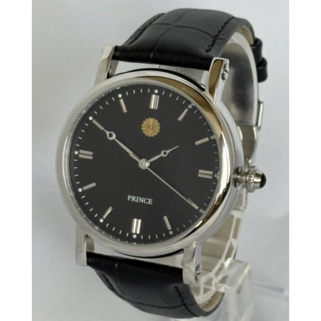 皇居 PRINCE 自動巻き腕時計 菊の御紋 ブラック 時計 箱入り 保証書の