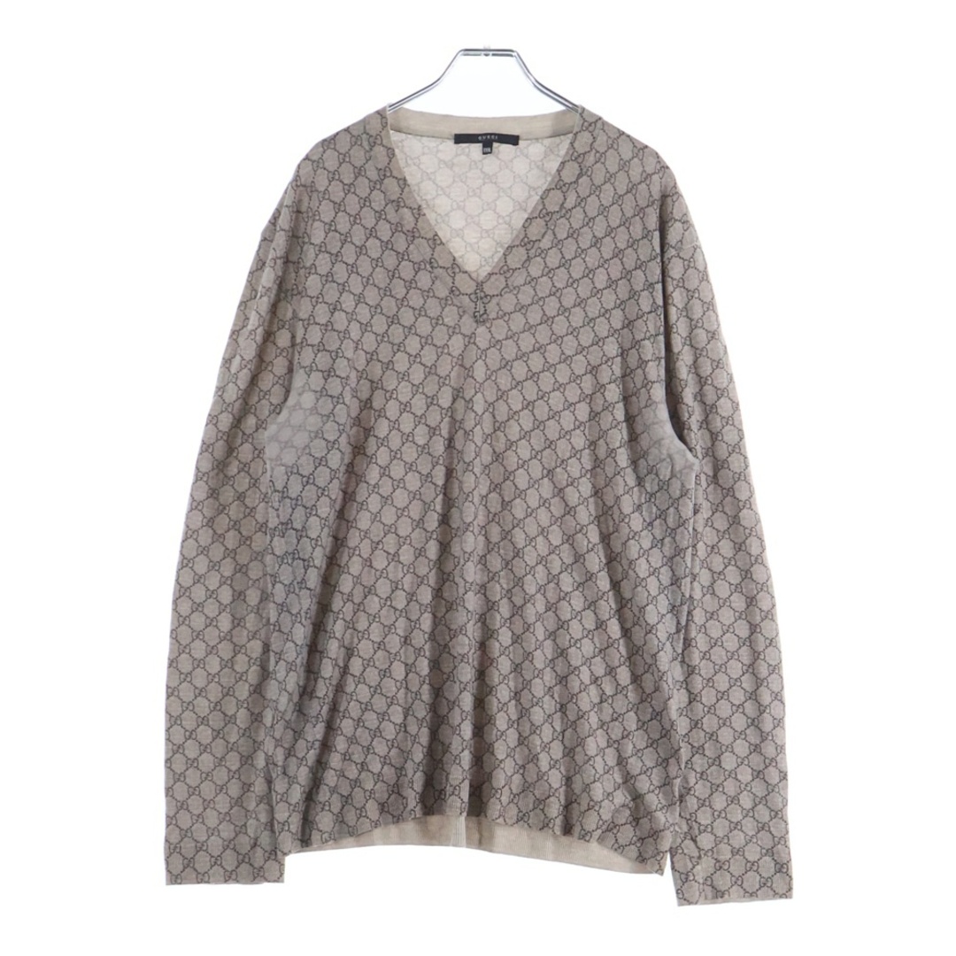 GUCCI - GUCCI グッチ GG総柄 Vネック ニットセーター ベージュ 232164