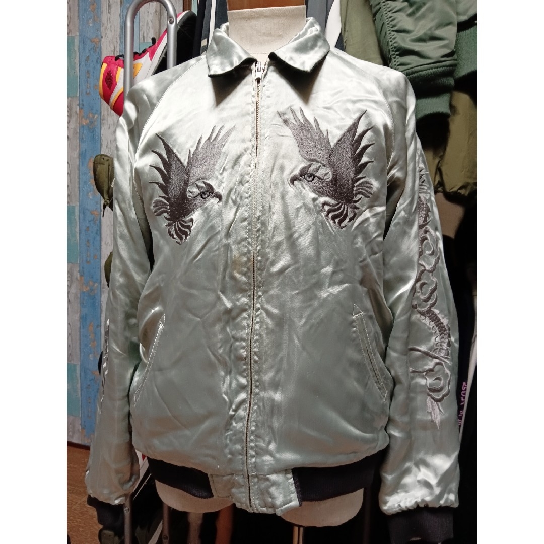 VINTAGE - ヴィンテージ 別珍 リバーシブルスカジャン 沖縄地図 鷲刺繍