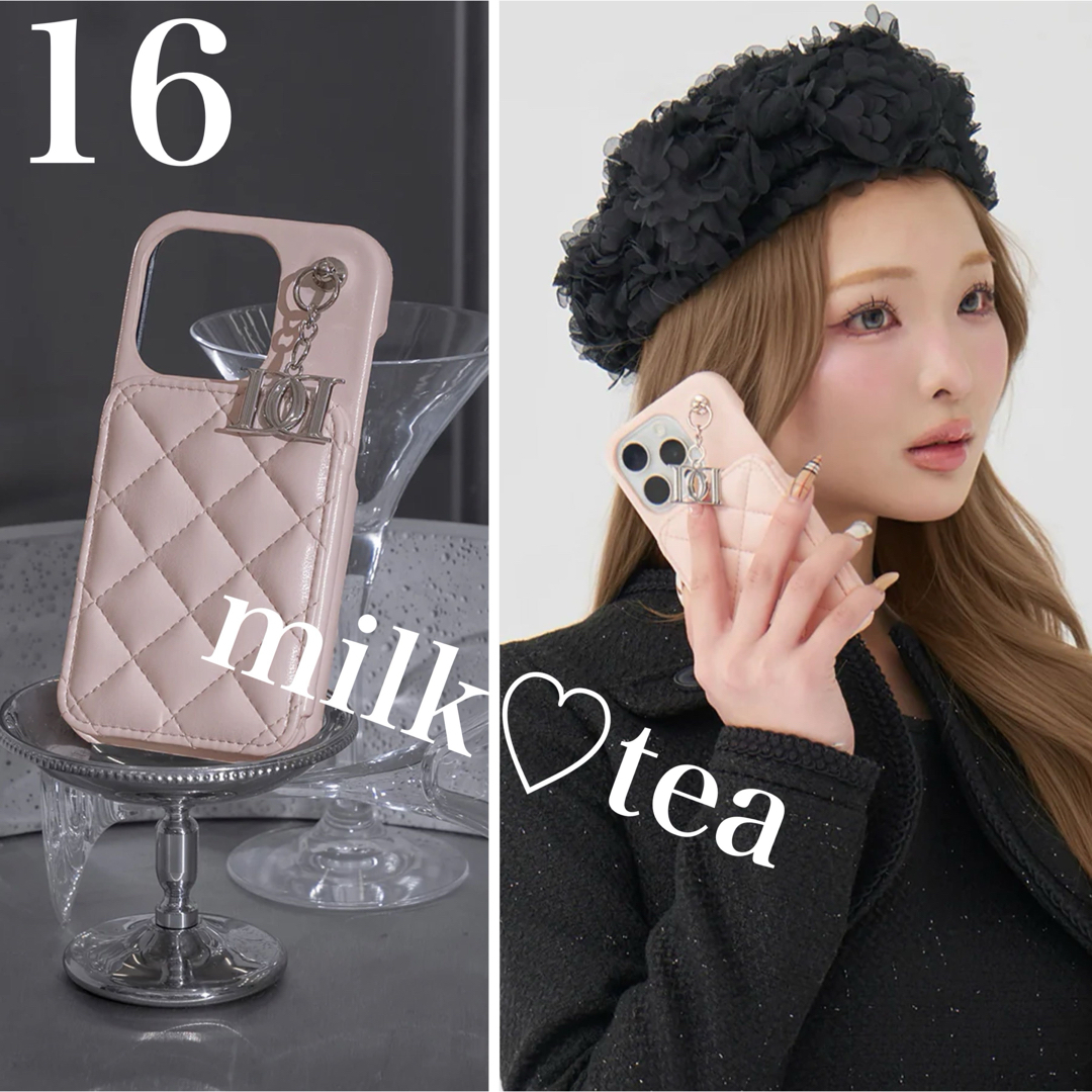 Darich - キルティングミラーDDチャームiPhoneケース iPhone16 ピンク