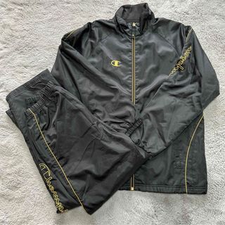 Champion - チャンピオン ジャージセットアップ ビッグロゴ刺繍 黒×赤