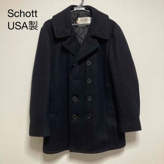 schott - 32 美品 Schott 769 ライダースPコート 黒 銀 ライダース