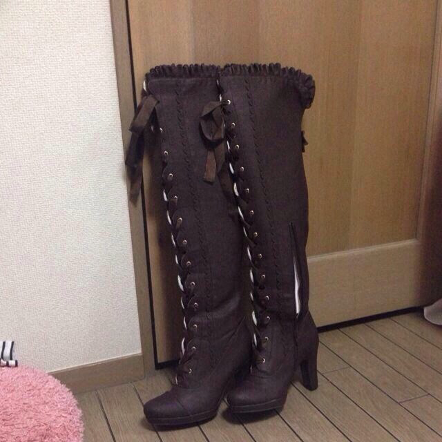 LIZ LISA - リズリサ☆レースアップニーハイブーツの通販 by PINK