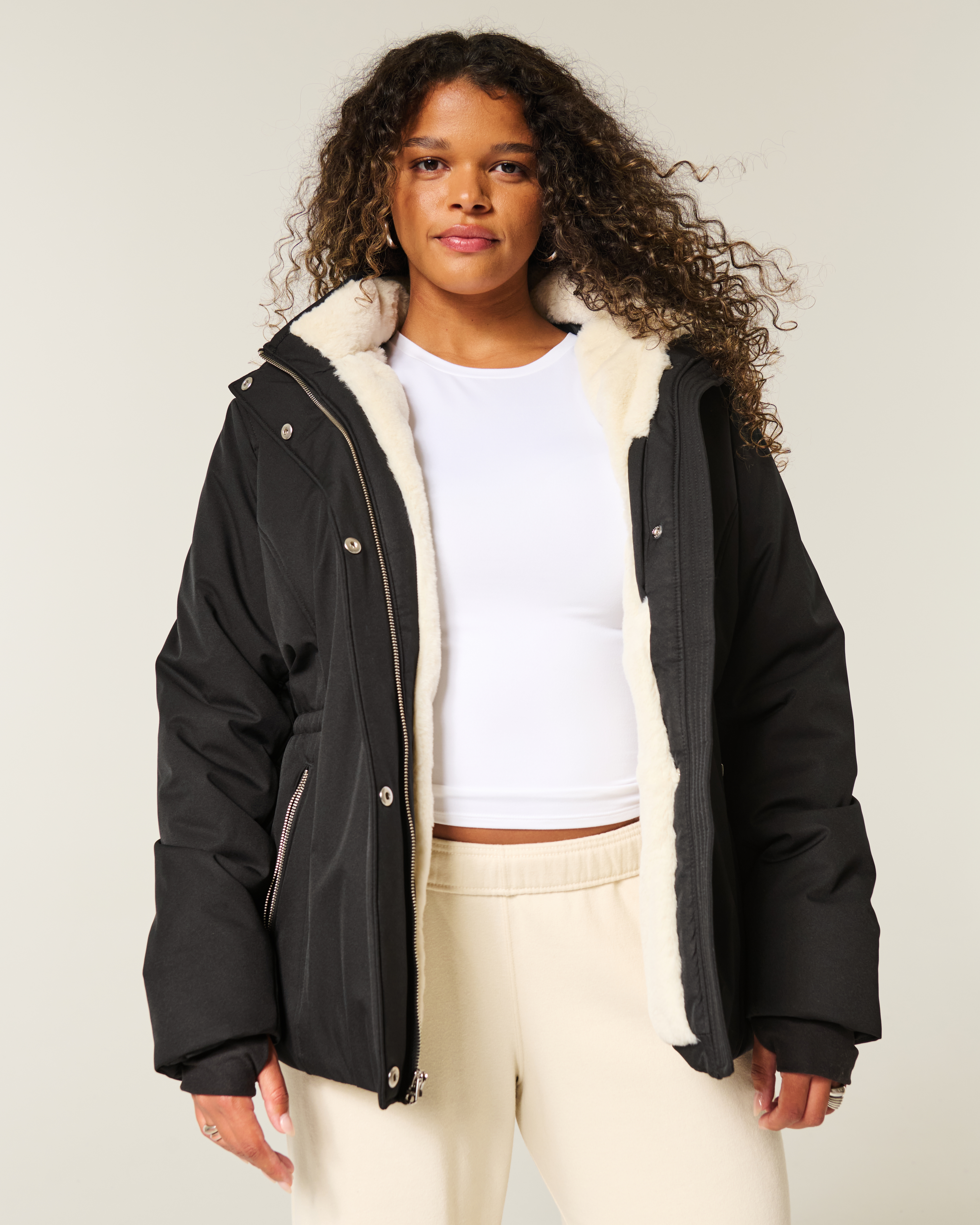 Hollister Faux Fur-Lined All-Weather Jacket at Hamilton Place in