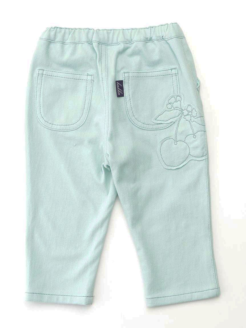 ベビー]さくらんぼアップリケのびのびストレッチカットツイル