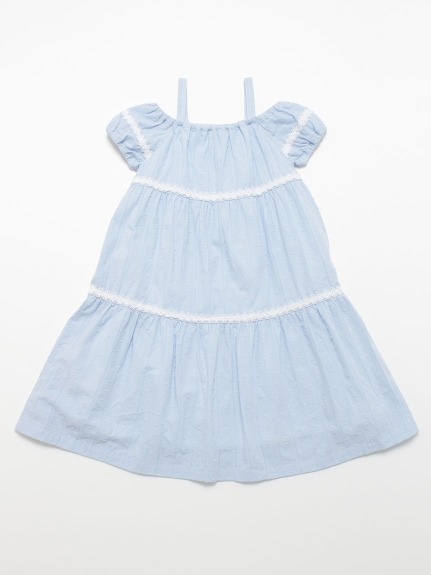 ストライプドビー オフショルダーティアードワンピース（マキシ