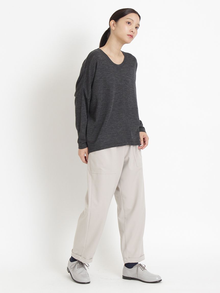 ヴィスリーアルガンストレッチテーパードパンツ（タックパンツ）｜KEI