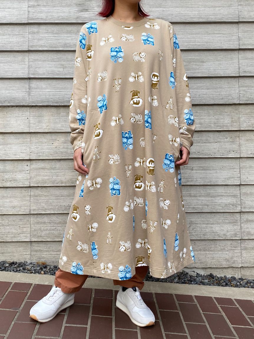 SUPER HAKKA×さかたきよこ 40/20裏毛「daydream」プリントワンピース