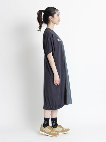 30/-天竺フラワーハンド刺繍×シアーレース半袖ワンピース（カット