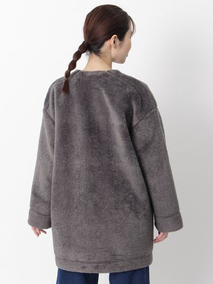 ボンディングボアノーカラーコート（ノーカラージャケット）｜SUPER