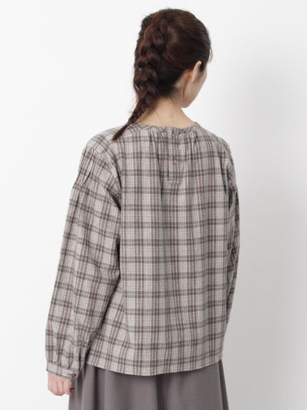 SUPER HAKKA×サクマ ユウコ 「森の家」モチーフ刺繍 先染めコットン麻