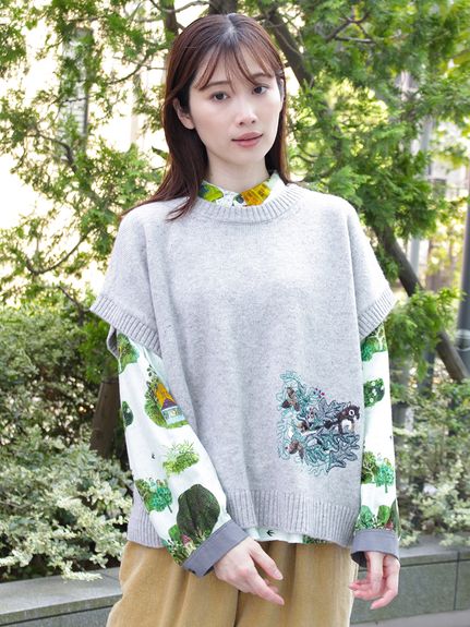 SUPER HAKKA×サクマ ユウコ 「森の家」/「SQUIRREL」モチーフ刺繍