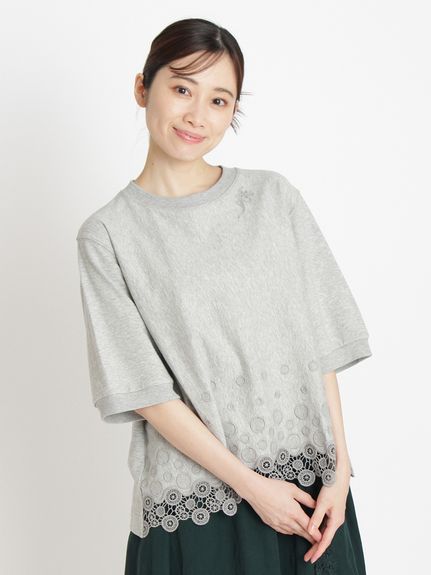 ミニ裏毛サークルスカラップケミカルレースTシャツ（Tシャツ）｜SUPER