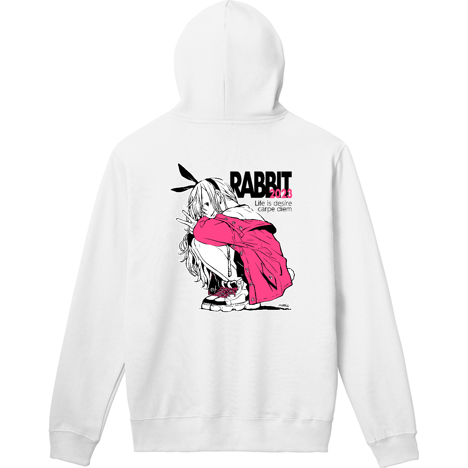 うさぎ（バックプリント）軽量プルパーカー (長袖プリント)の商品購入