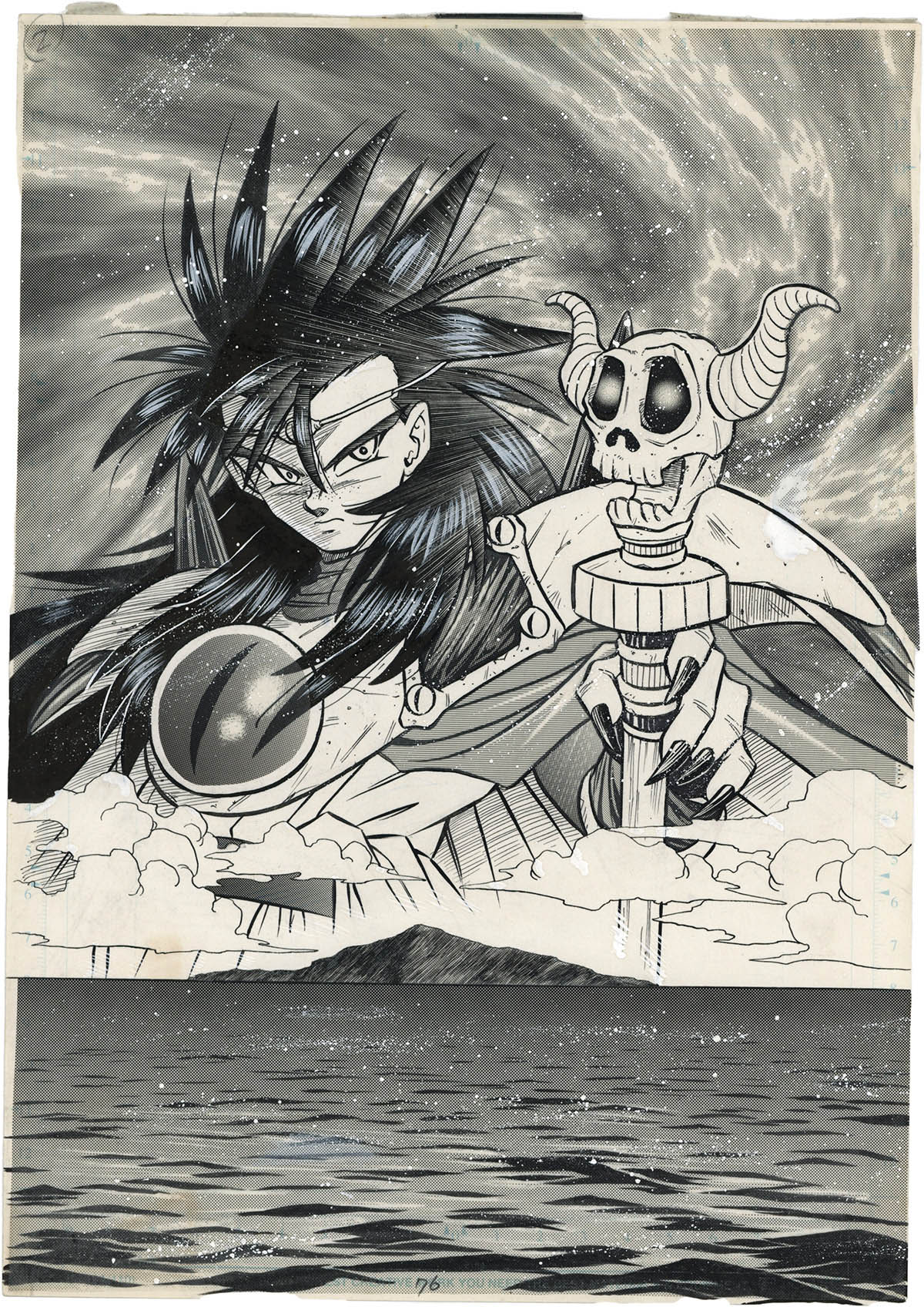 3074] 古澤純也 直筆イラスト「ドラゴン大陸興亡記」