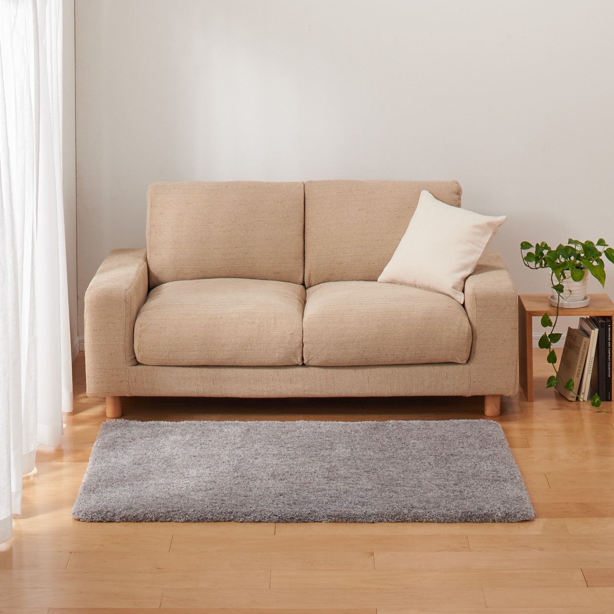 無印良品 ポリエステルやわらかラグ／ベージュ 100×140cm