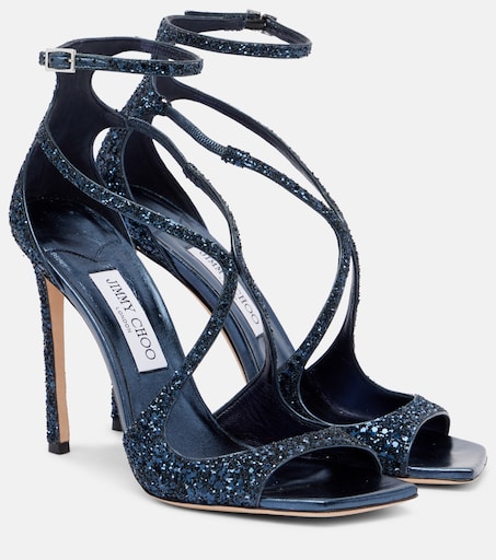 Azia 110 glitter sandals in blue - Jimmy Choo | Mytheresa