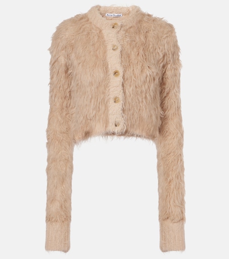 Faux fur cardigan in beige - Acne Studios | Mytheresa