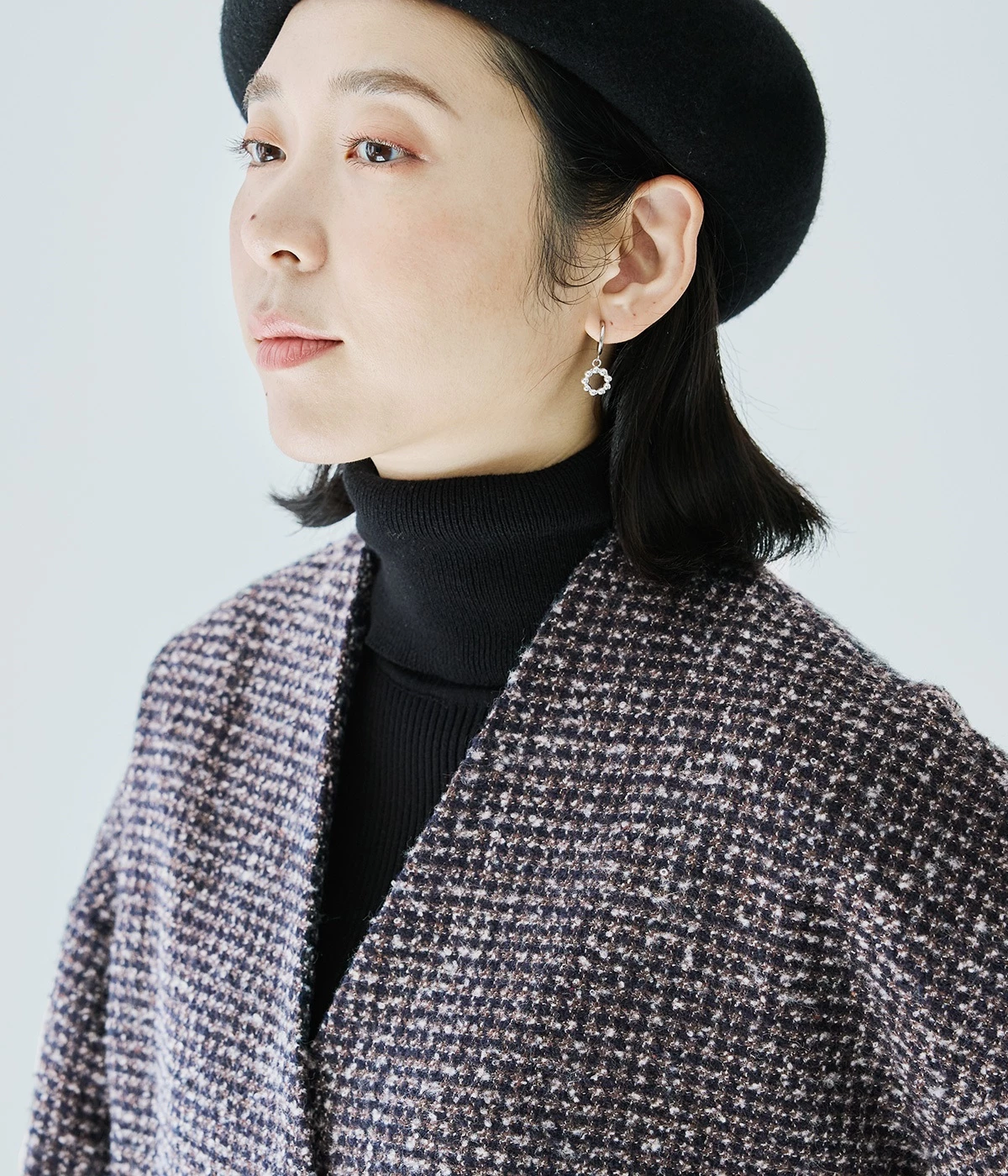 別注｜レトロチェックノーカラージャケット｜le ciel a temps doux