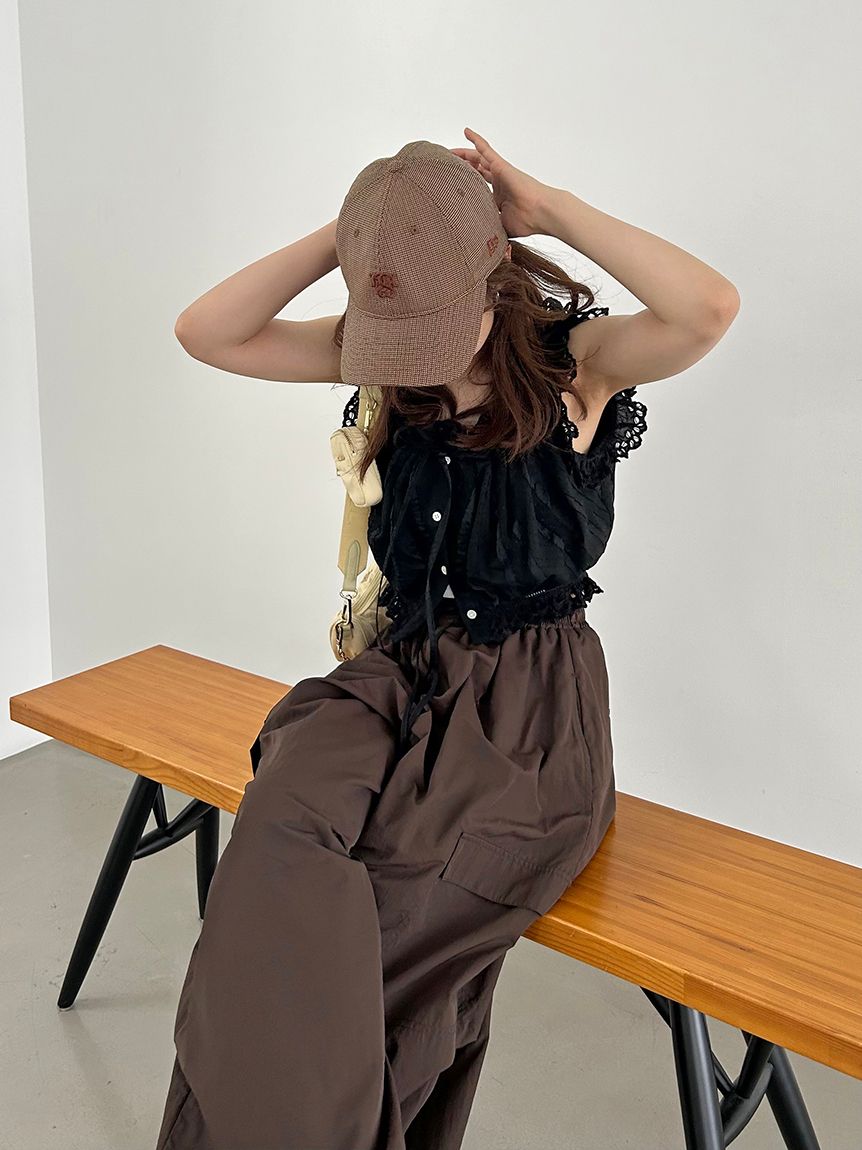 クロップドコットンフリルブラウス(シャツ・ブラウス)｜トップス