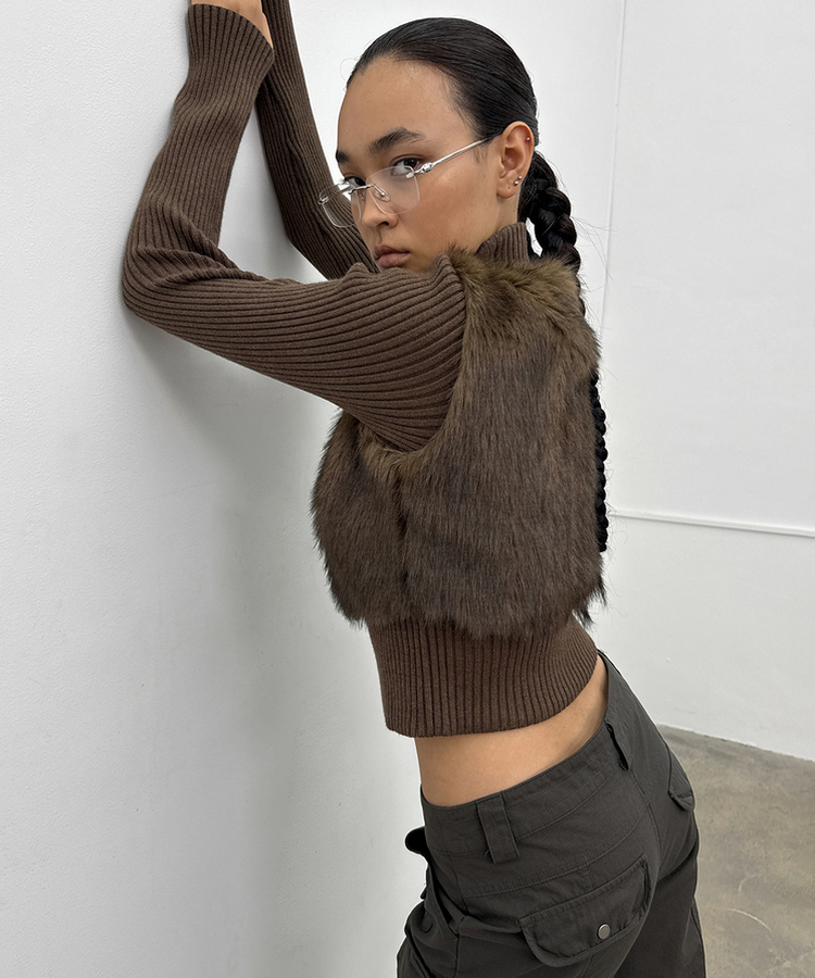 ファーニットジップアップ｜ジャンパー｜韓国ファッション通販 SONA