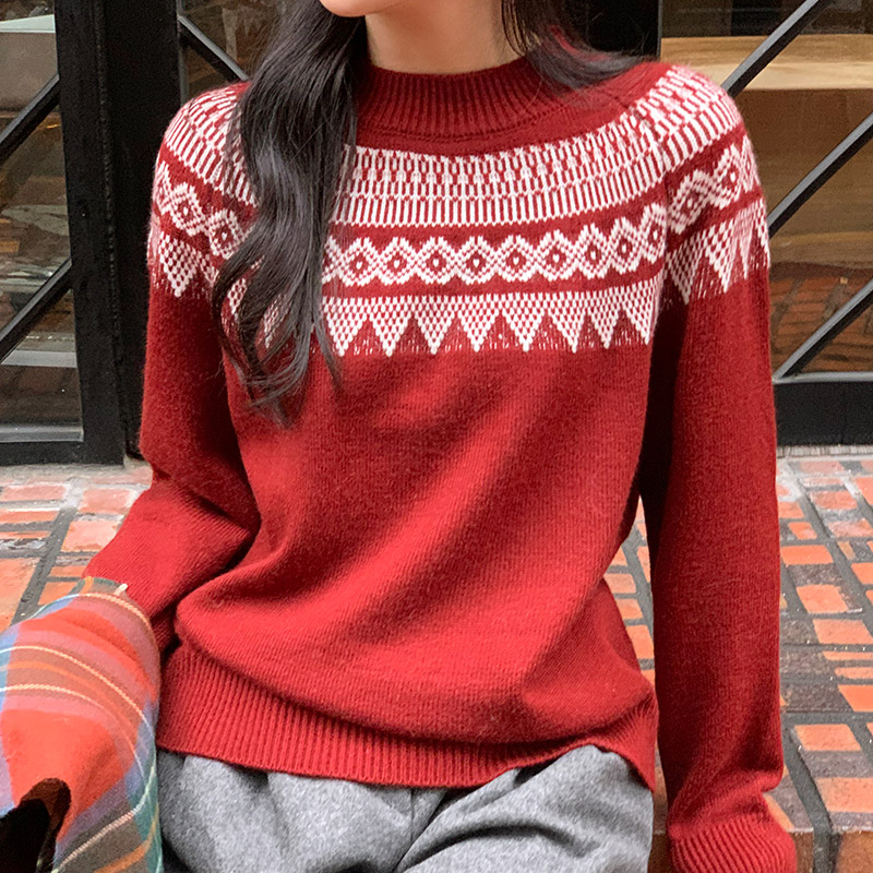 ノルディック柄ニットトップス｜ニット｜韓国ファッション通販 SONA