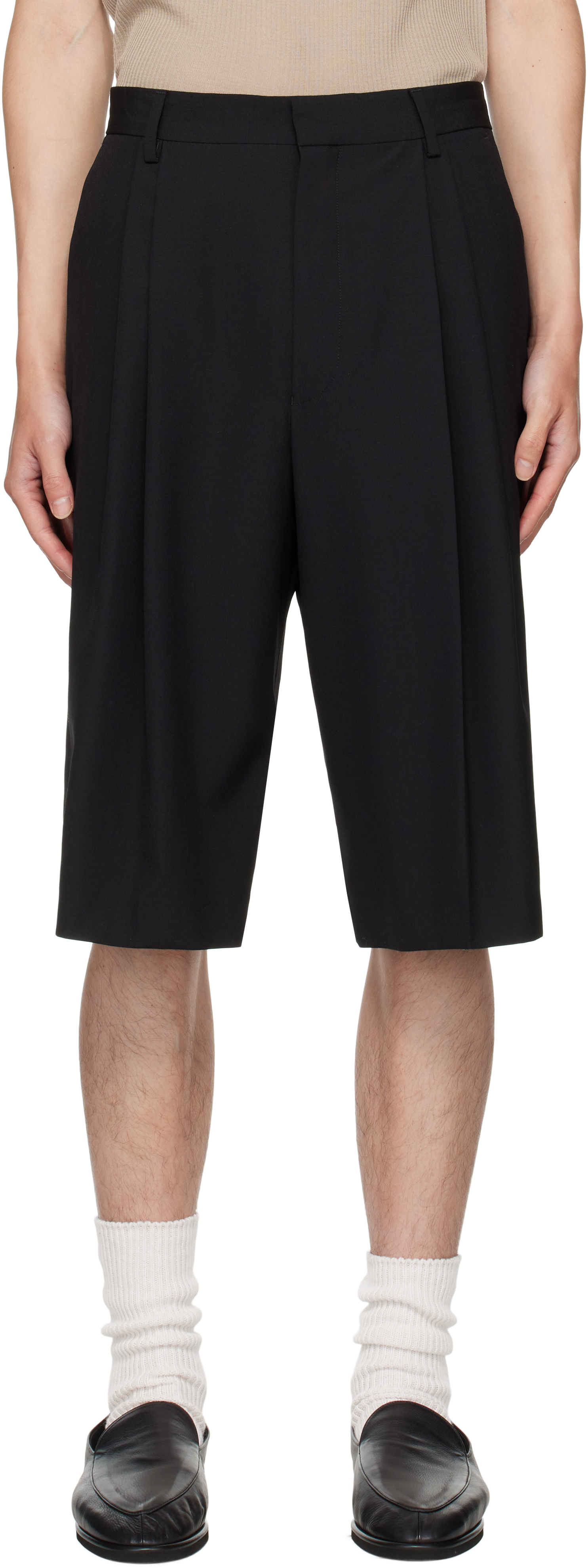 Dries Van Noten: ブラック ウール ショートパンツ | SSENSE 日本