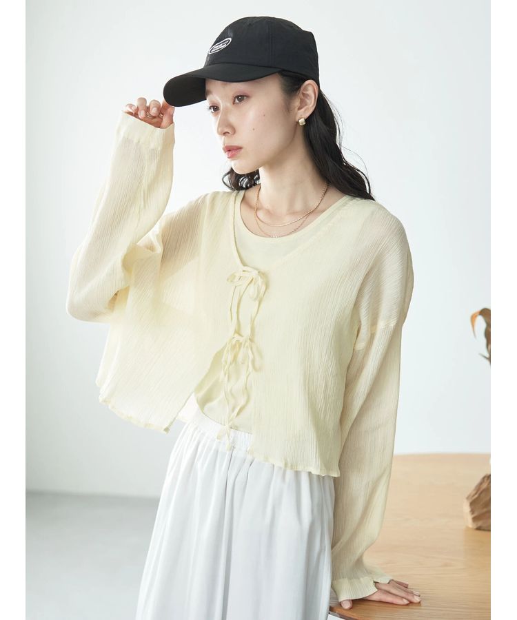 SET2点クレープリボンブラウス+インナー/earth music&ecology（アース